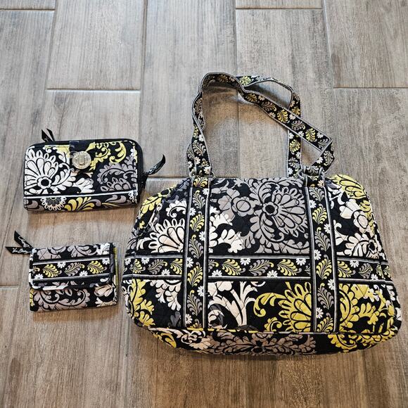 Vera Bradley Squared Away Baroque Purse, Turnlock & Trifold Wallet Set of 3 - Picture 1 of 16